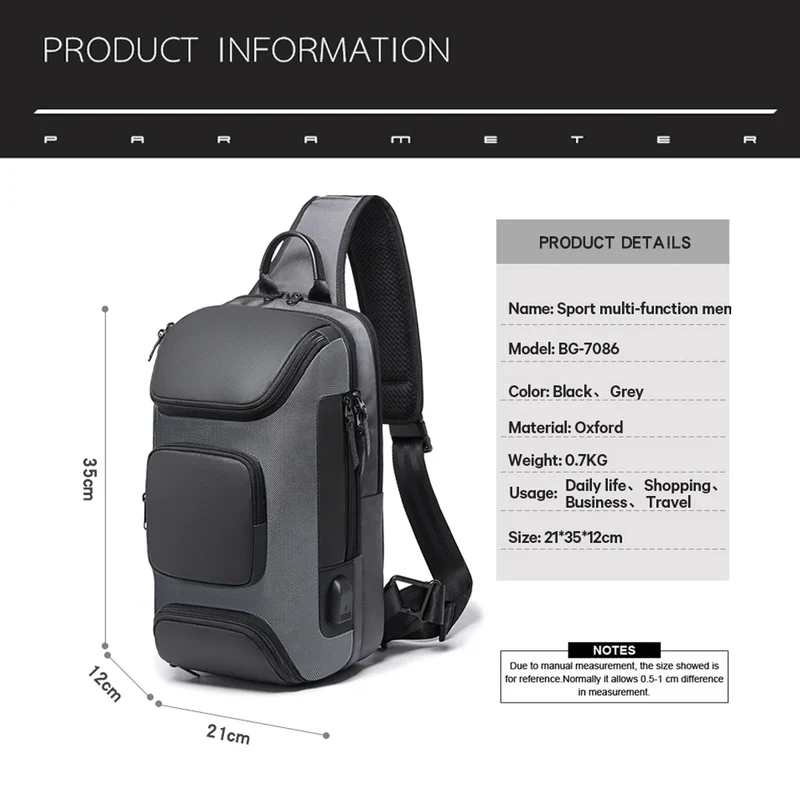 Crossbody Bag with Anti-Theft Waterproof Chest Sling