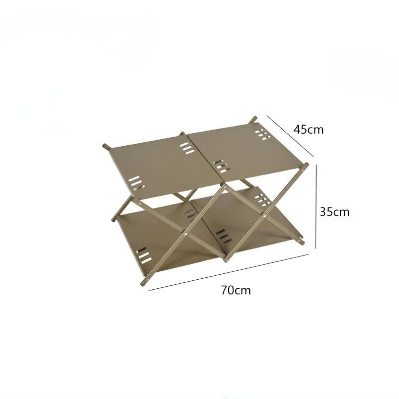 Storage Rack with Folding Three-Tier Outdoor Camping Shelf