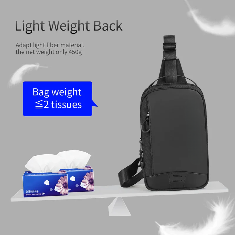 Men Chest Bag with 9.7 Inch iPad Waterproof