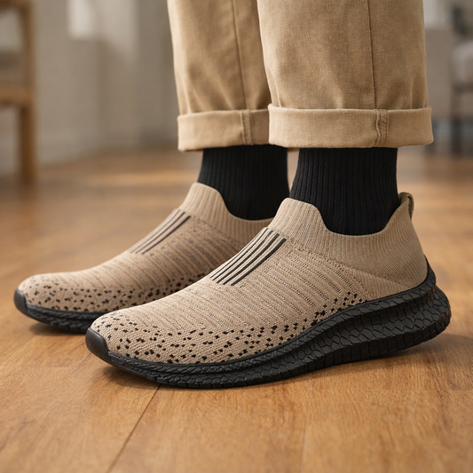 Walking Khaki Shoes Slip-On Mesh Men (Shoe Size: 41)
