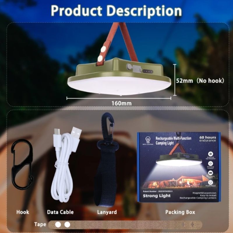 Lantern Solar Camping LED Rechargeable Magnetic