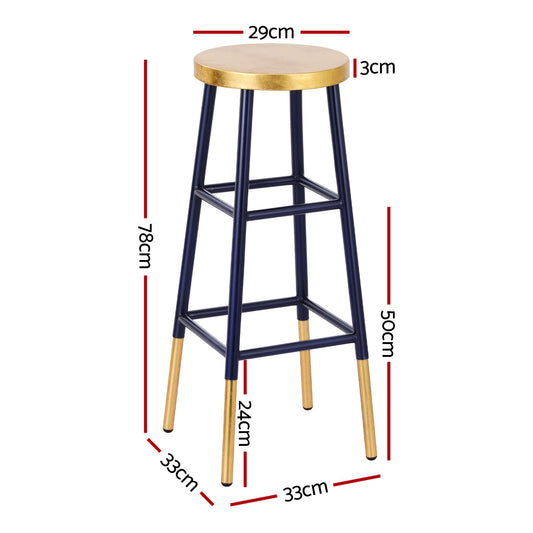 Bar Stools Metal Gold Navy