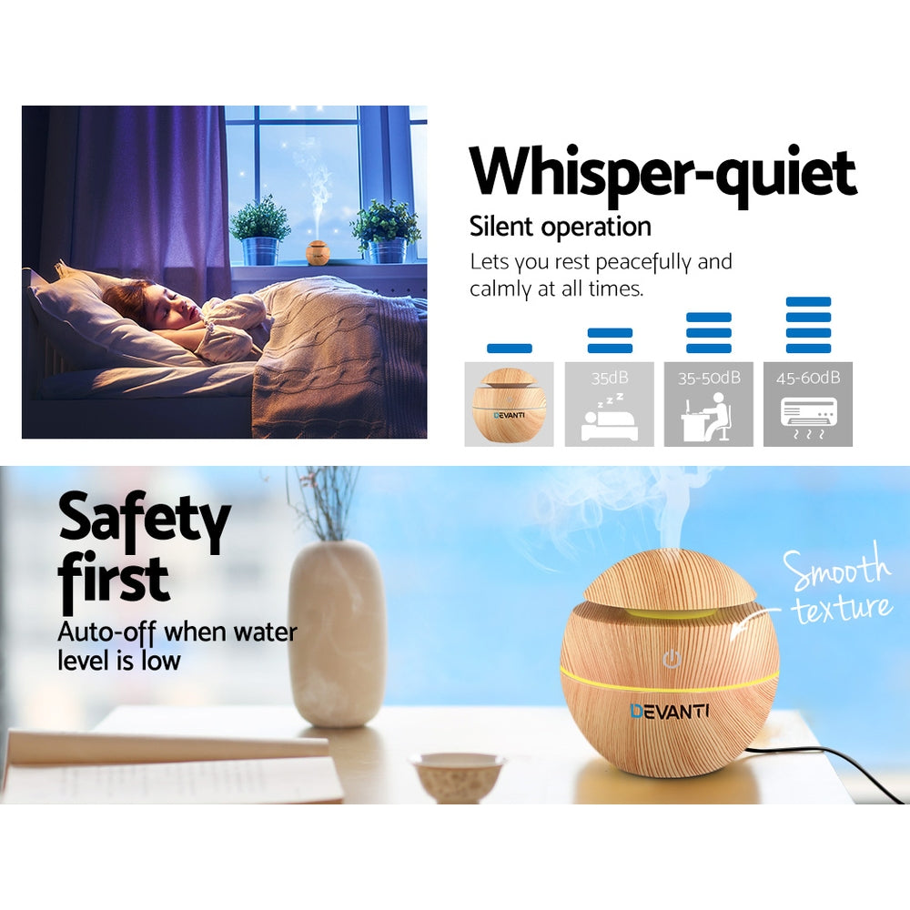 Aroma Diffuser Aromatherapy Light Wood 130ml