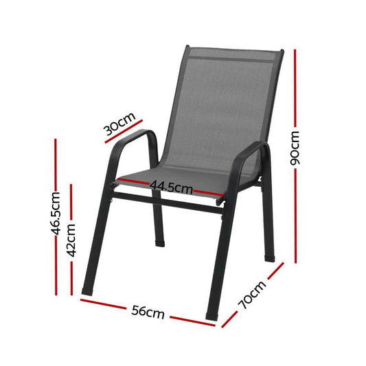 4PC Outdoor Dining Chairs Stackable Lounge Chair Patio Furniture Grey