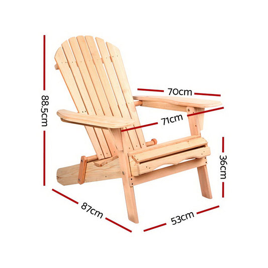 Outdoor Chairs Wooden Beach Chair Patio Furniture Garden Natural Set of 2