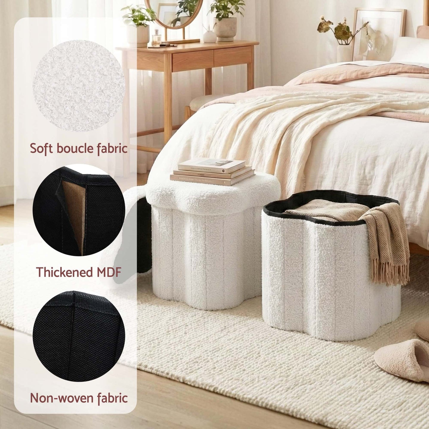 Best Storage Ottoman Foot Stool Foldable White | Buy Online at Furniture Things Australia