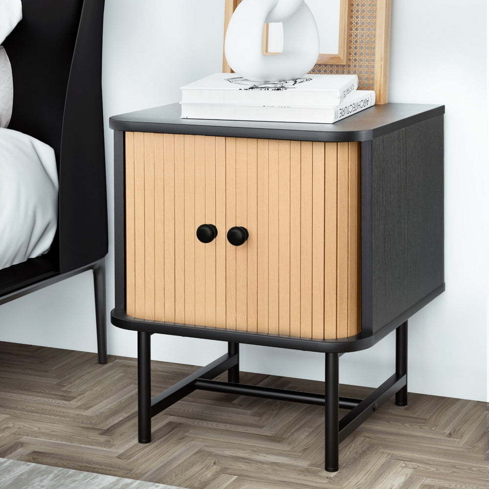 Bedside Table with Sliding Doors