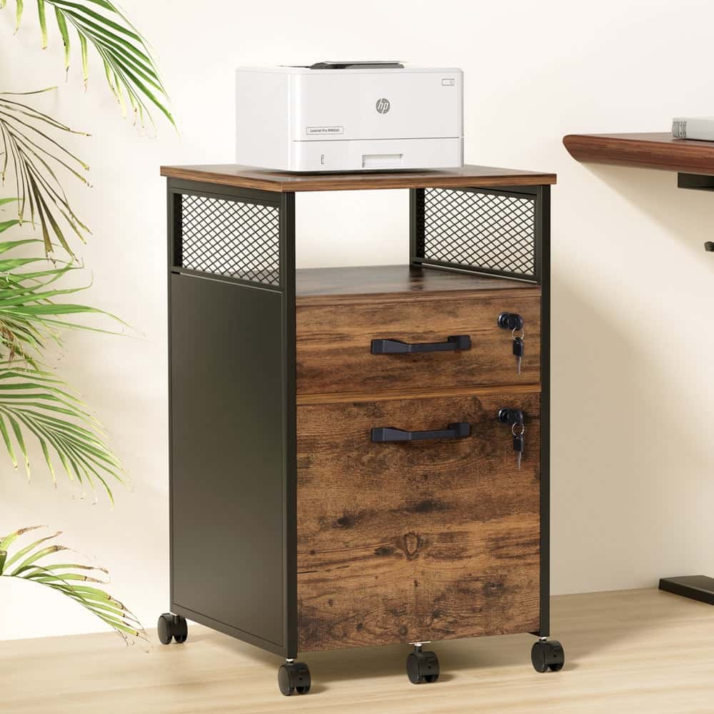 Best Filing Cabinet File Cabinet with Wheels 2 Drawer Storage Rustic Brown | Buy Online at Furniture Things Australia