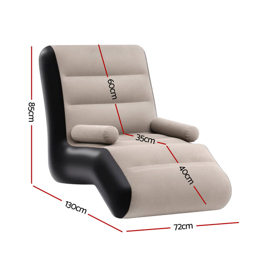 Inflatable Chair Sun Lounger Blow Up Folding Air Chairs Sofa for Camping with Pump