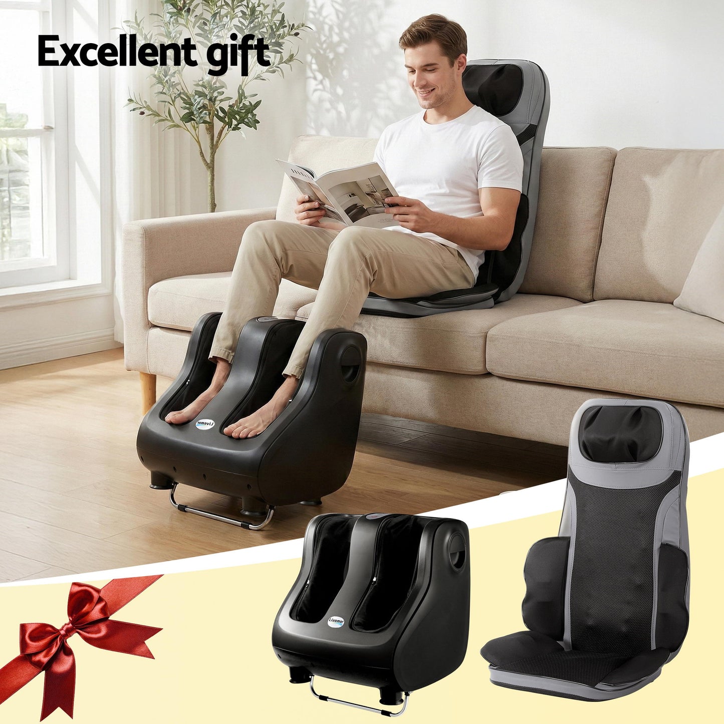 Full Back Massage Seat Cushion Heating With Foot Massagers