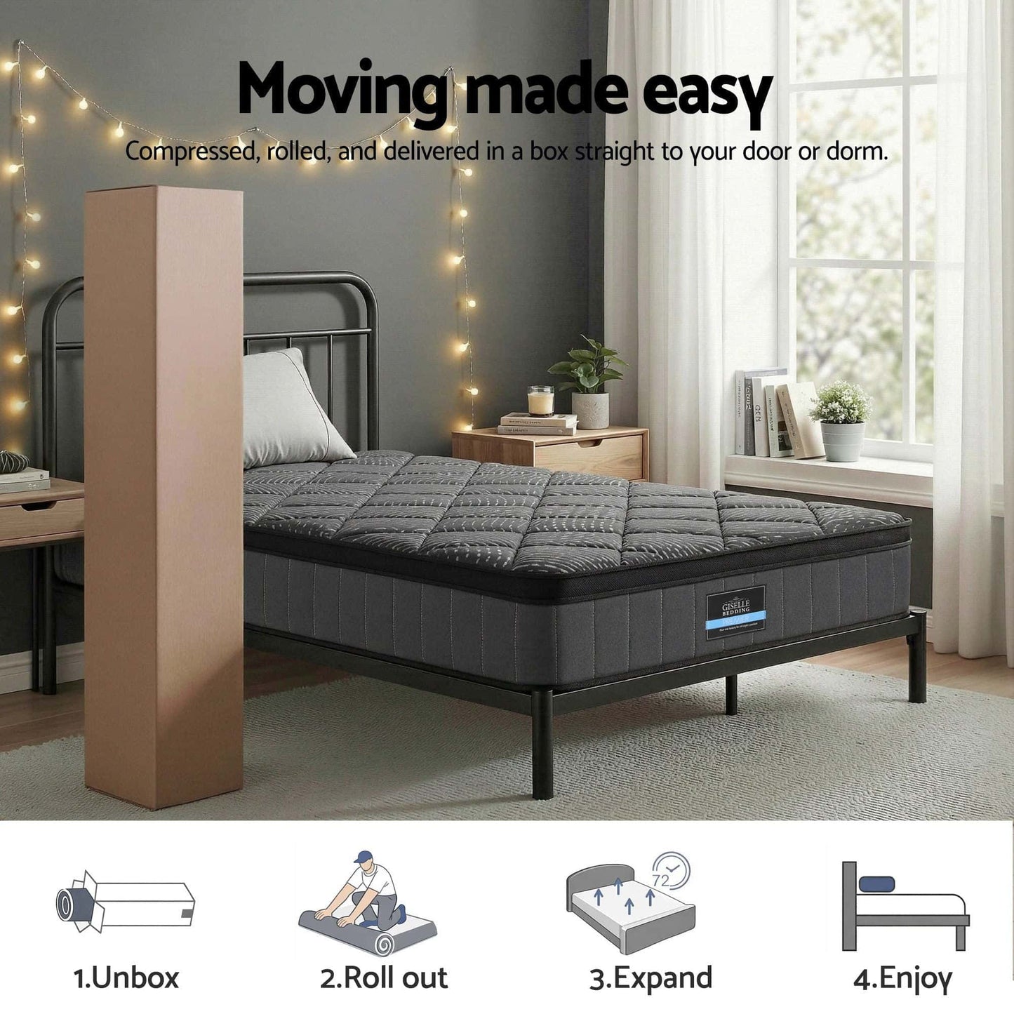 Best Bedding Single Mattress 25cm Pocket Spring Latex Euro Top Medium Firm Bed | Buy Online at Furniture Things Australi