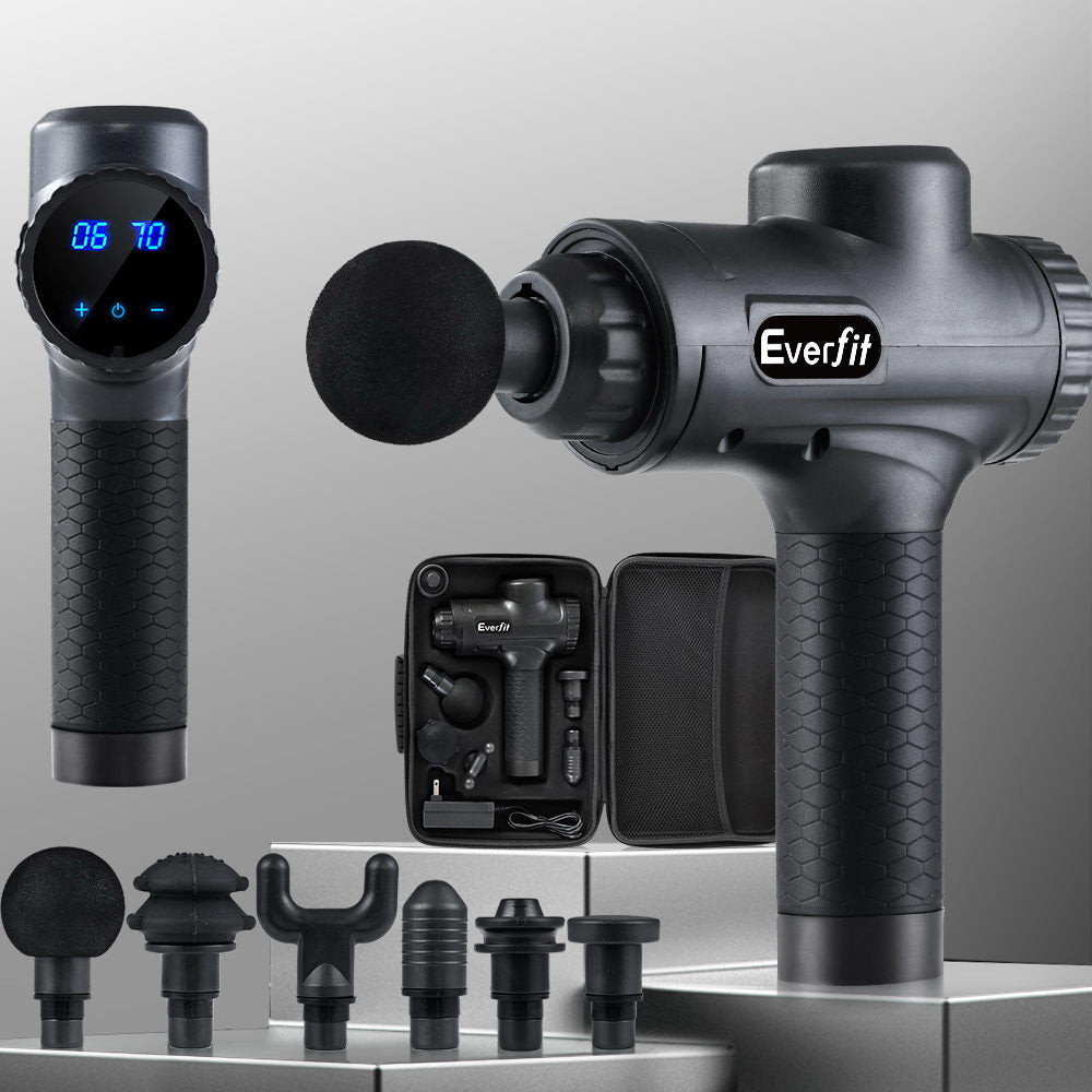 Massage Gun 30 Speed 6 Heads Muscle Massager (Black)