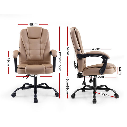 Massage Office Chair Executive Computer Gaming Chairs Brown PU Leather Espresso