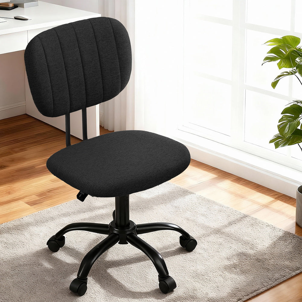 Armless Office Chair with Wheels - Black