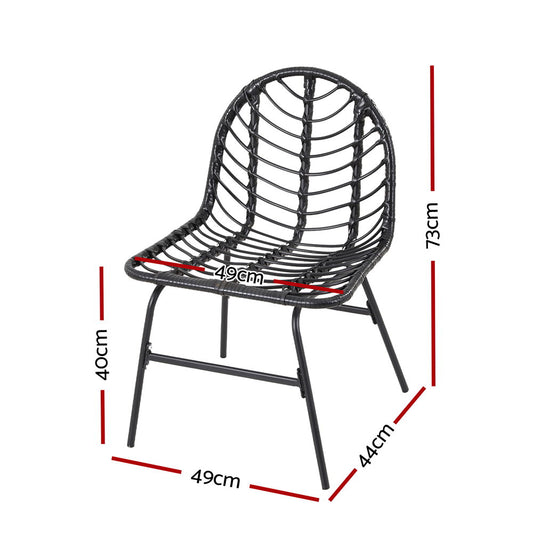 2x Outdoor Chairs Dining Chair Lounge Wicker Patio Furniture Black