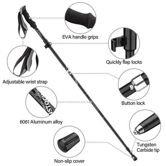 Trekking Poles Folding Aluminum Ultralight Hiking
