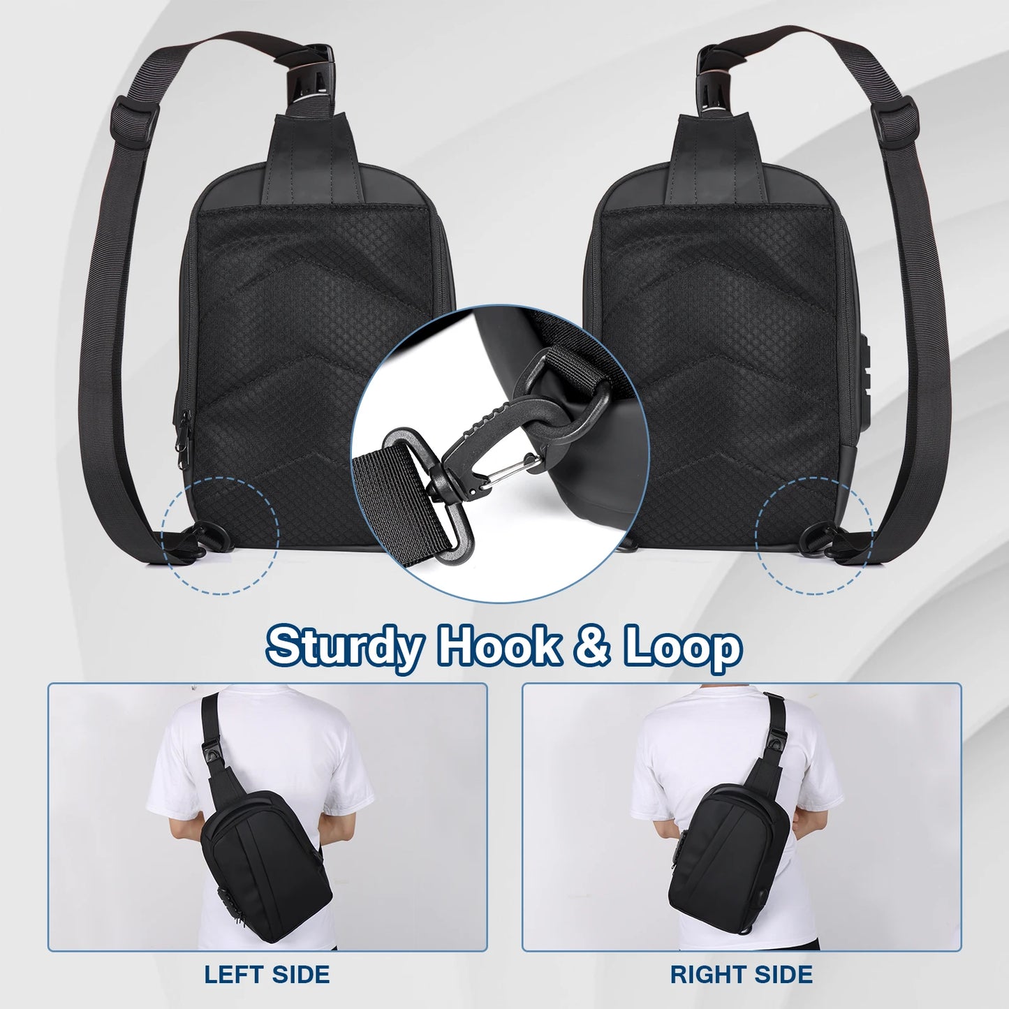 Men Anti-Theft Sling Bag with Waterproof USB Crossbody