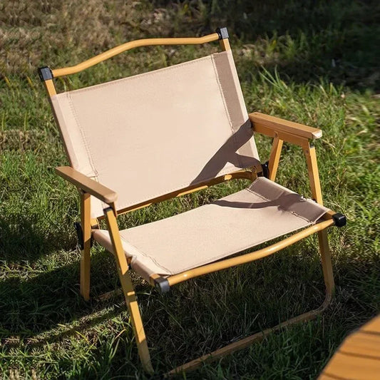 Camping Chair with Folding Aluminum Wood Armrest (4 pcs)