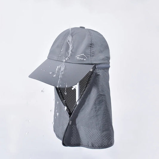 Sun Hat Quick-Dry Neck Flap Unisex (Dark Gray)