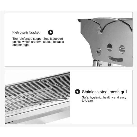 Charcoal Grill with Folding Stainless Portable Grill
