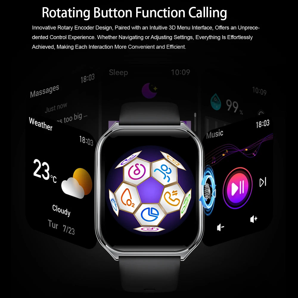 Smart Watch with Bluetooth Call Fitness Tracker (Black)