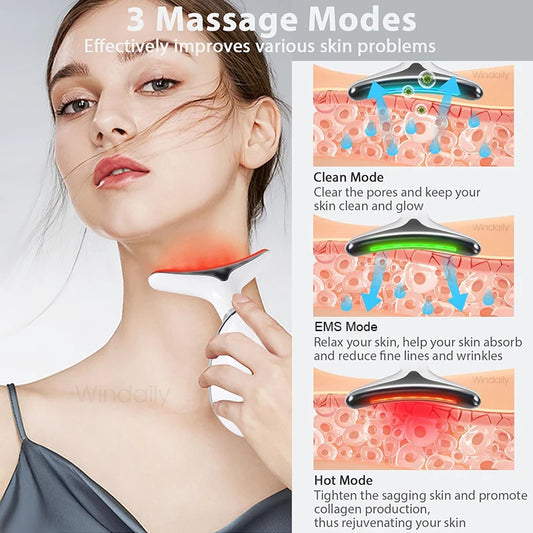 LED Face Neck Massager with 7-Color EMS Sculpting Device
