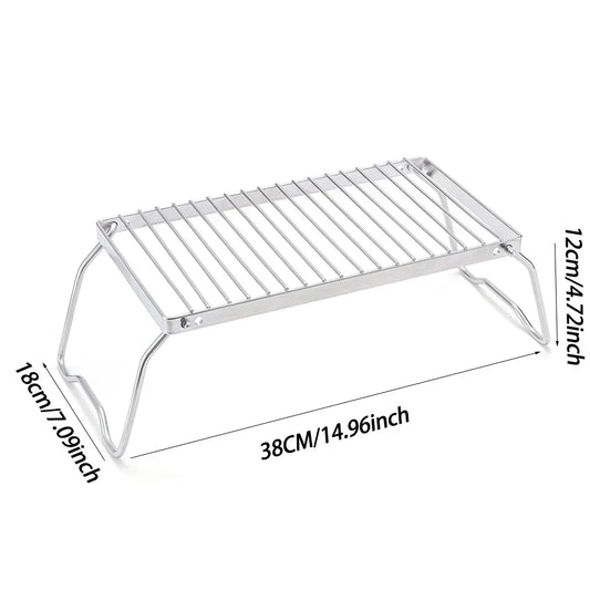 Campfire Grill Stand Portable Folding Stainless Steel Rack