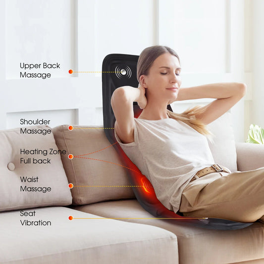 Back Massager with Electric Heating Vibration Cushion