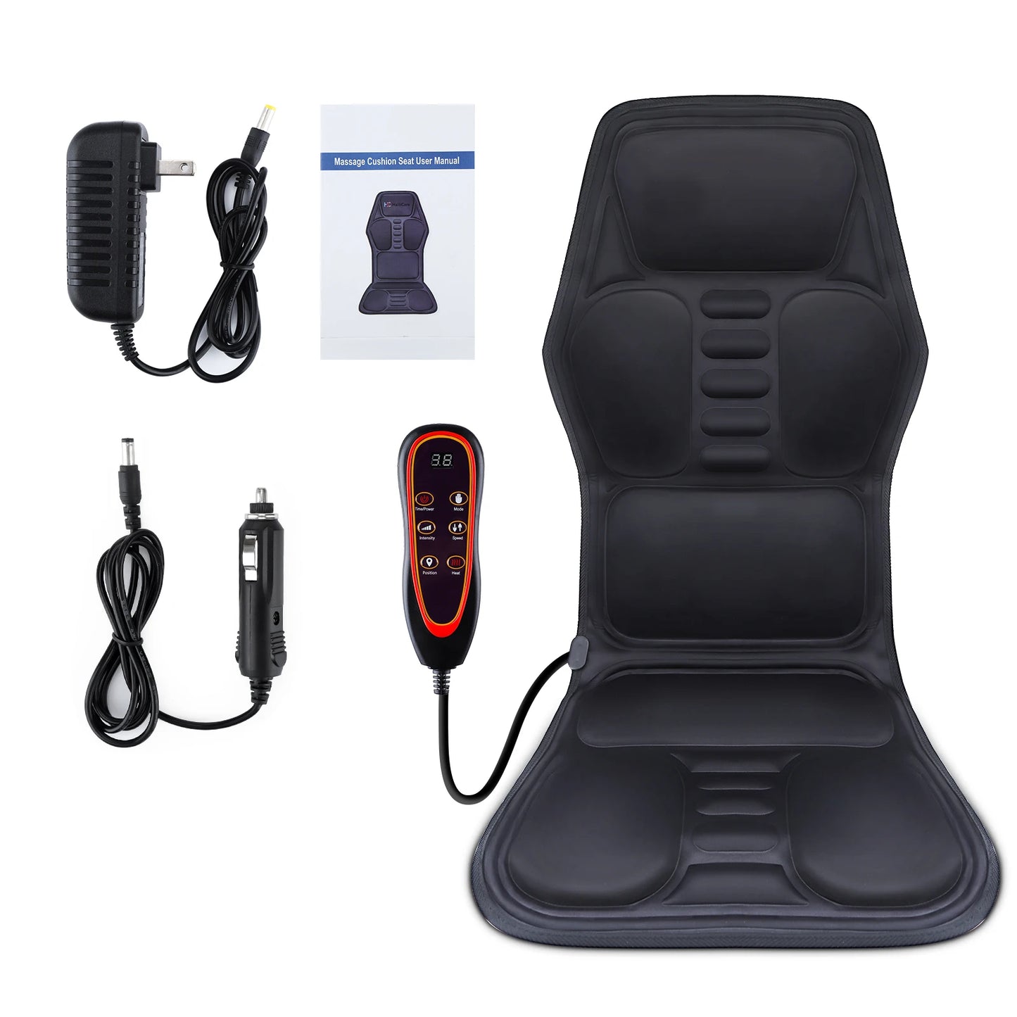 Back Massager with Electric Heating Vibration Cushion
