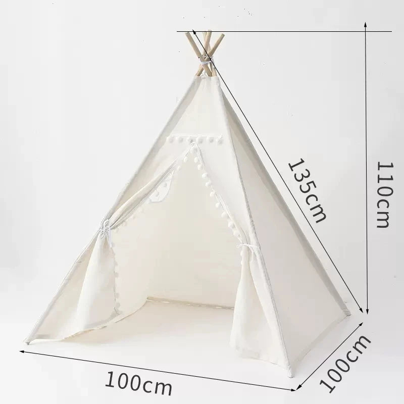 Kids Teepee Play Tent with 1.35m White