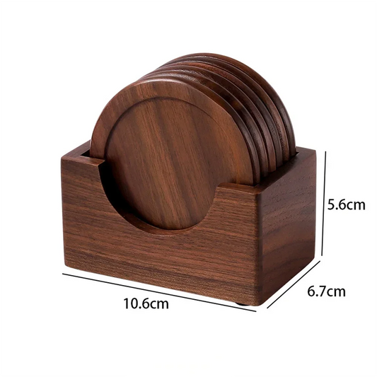 Wood Coaster Set Walnut Heat Resistant Round Square