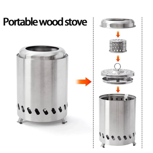 Portable Firewood Stainless Steel Camping Burner
