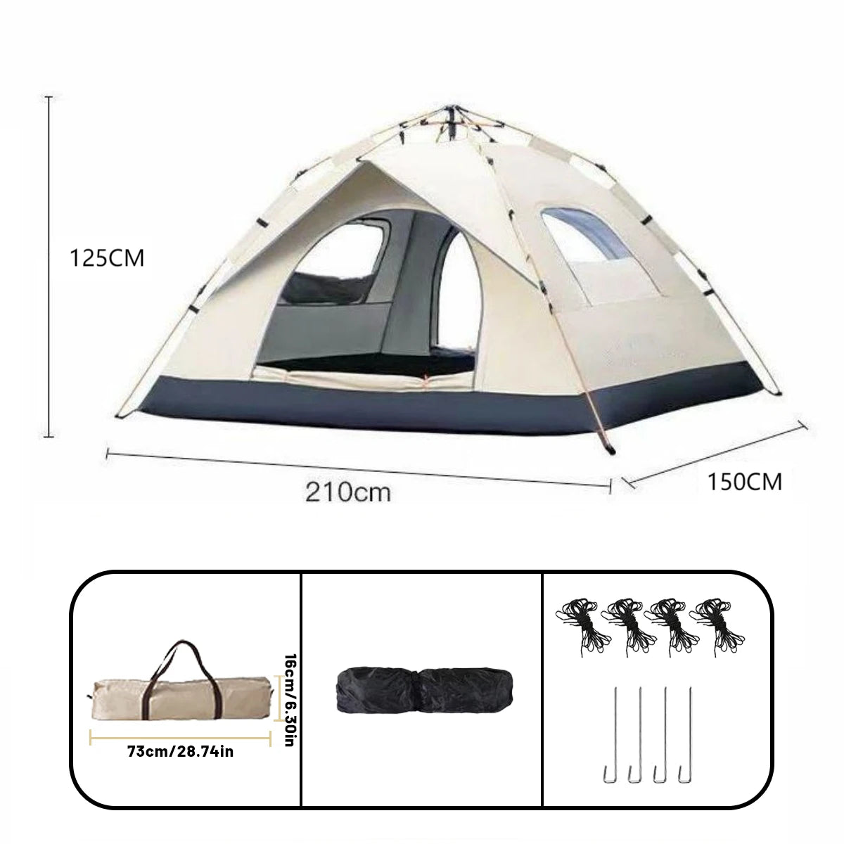 Tent Automatic Outdoor Quick-Opening 4-Person Waterproof Shelter