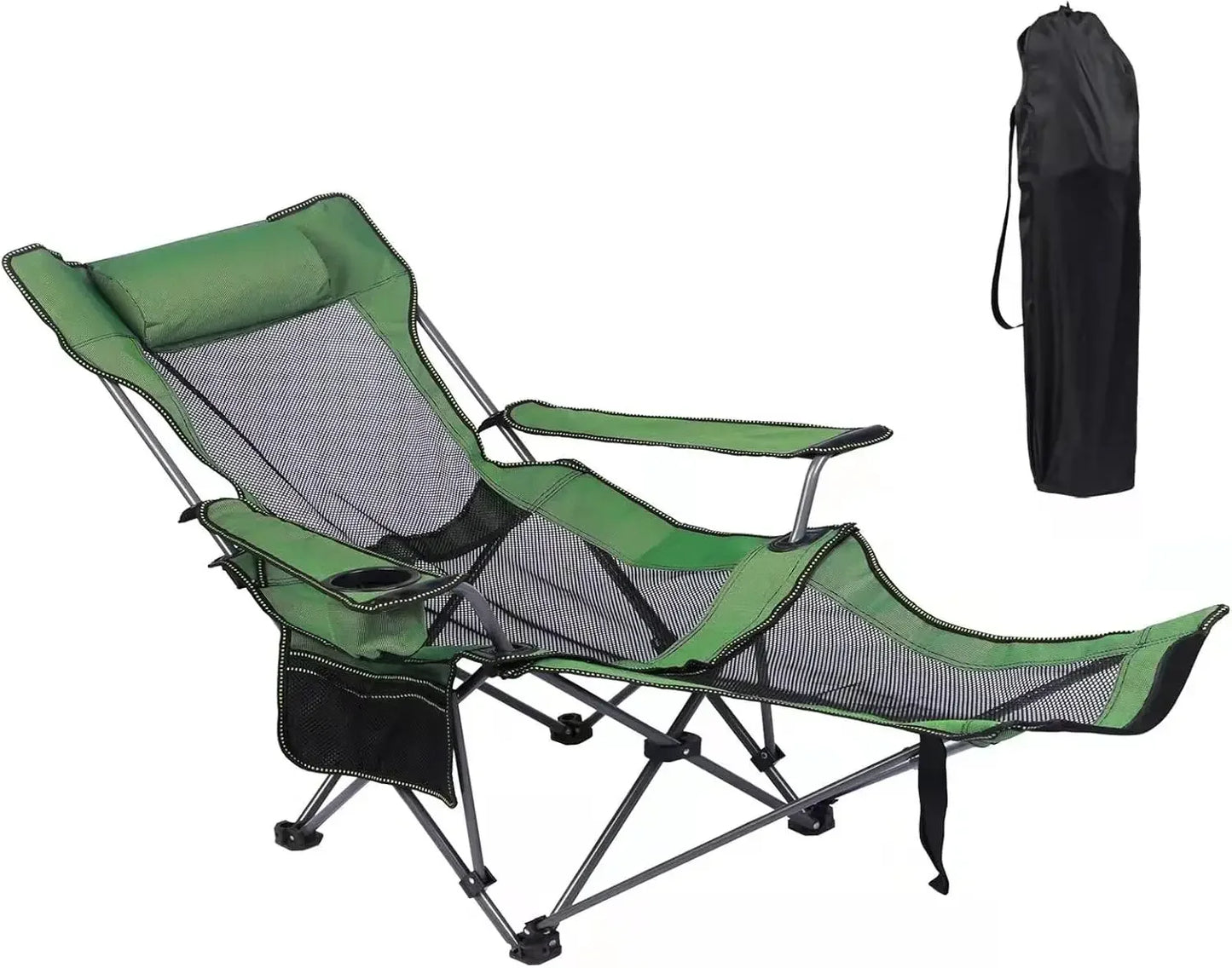 Portable Camping Folding Chair with Reclining Footrest