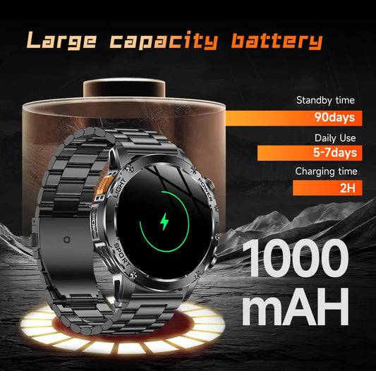 2025 New Military T-Rex 3 Ultra 1000mAh Battery Smart Watch 5ATM Waterproof Flashlight Heart Rate Sports tracker Smartwatch Men