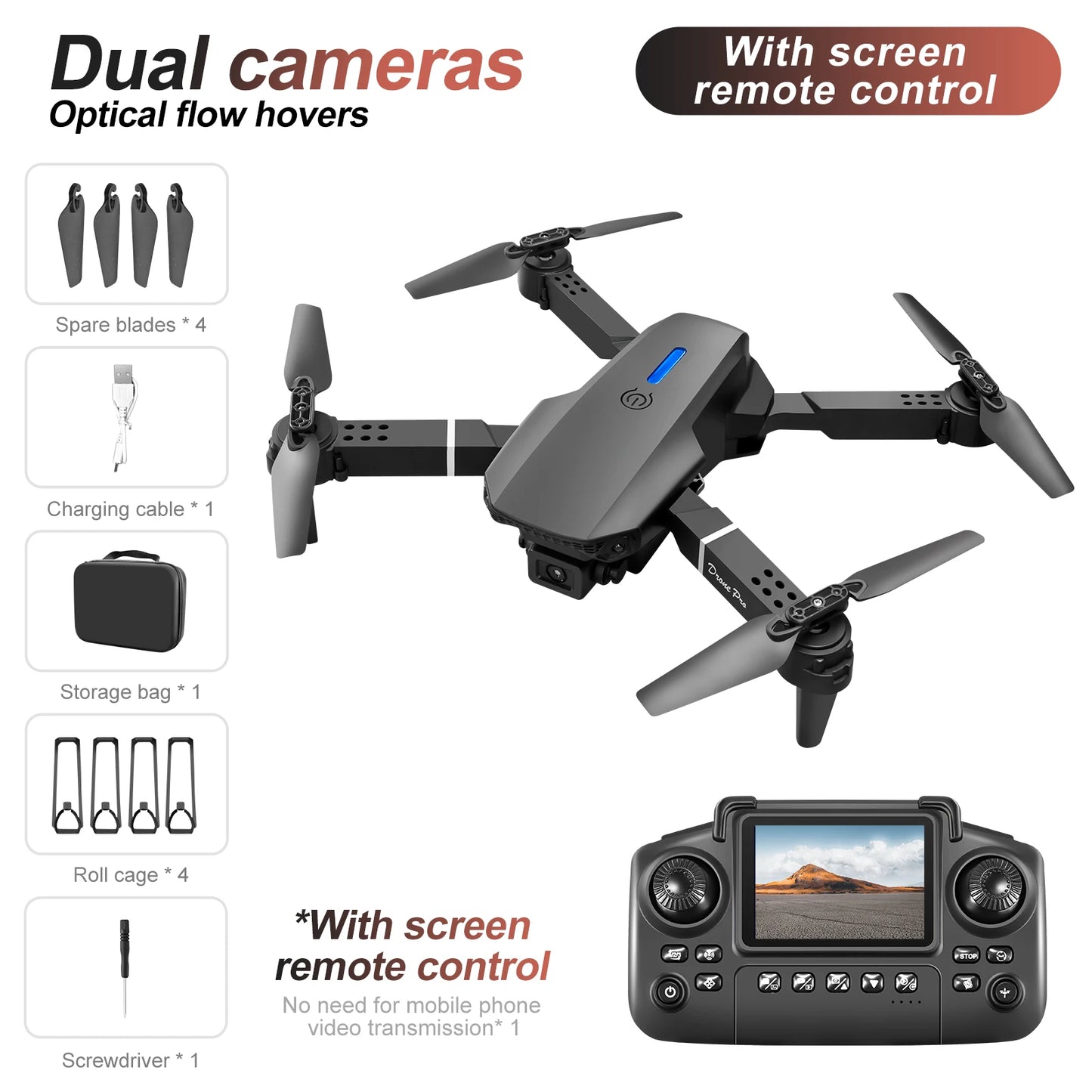RC Drone Dual Camera WiFi with Screen