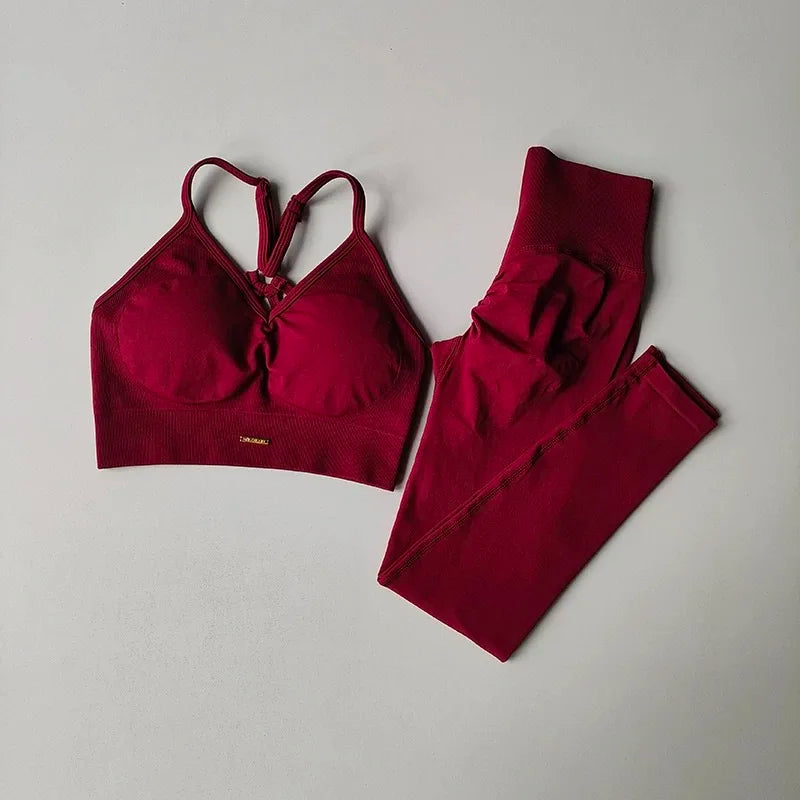 High-Waisted Women's Yoga & Fitness Set (Encore Red-L)