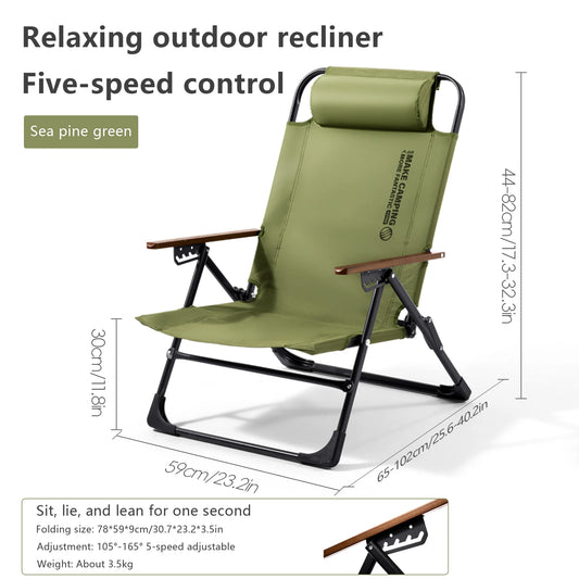 Camping Chair Adjustable Armrest Folding Portable