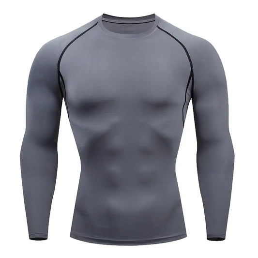 Top Long Compression Gray Sleeve Quick Dry for Men (Large)