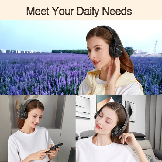 Wireless Headphones Bluetooth with Gold Stereo Foldable Mic