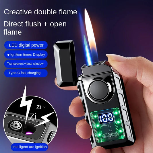 Rechargeable Jet Torch Lighter with Dual Flame