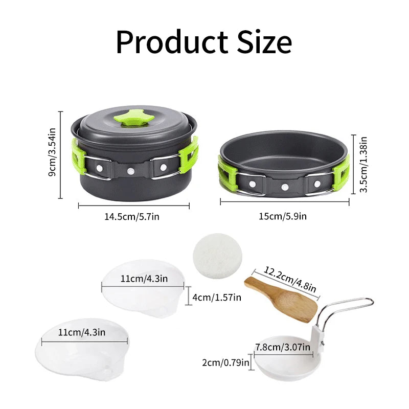 Aluminum Portable Camping Cookware Set