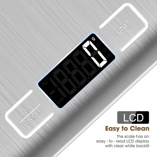 Kitchen Scale Digital 10kg LCD Stainless Steel