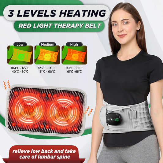 Inflatable Heating Massage Waist Belt with 3-Level Heat & Vibration (Gray)