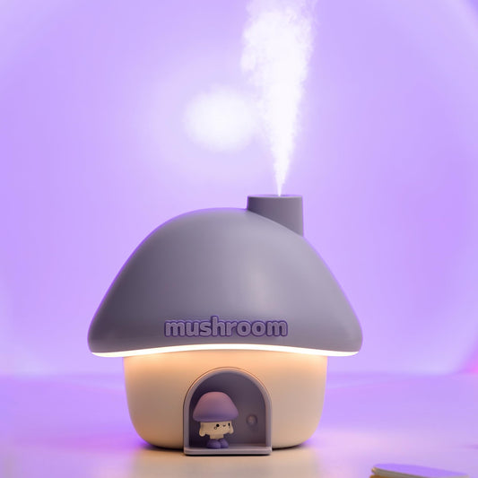 Portable Mushroom Humidifier with 7 Color Sunset Light (Purple)