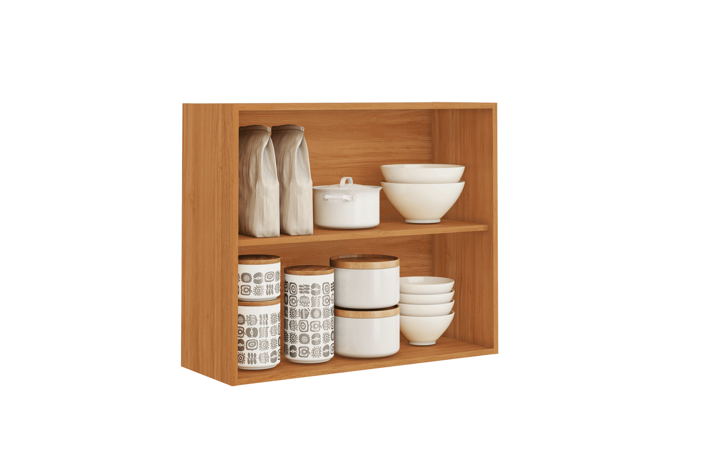 Best Flat Pack DIY Wooden Kitchen Wall Cabinet with 2 Doors 2 Shelves in Graphite and Cinnamon Finish - Napoles | Buy O