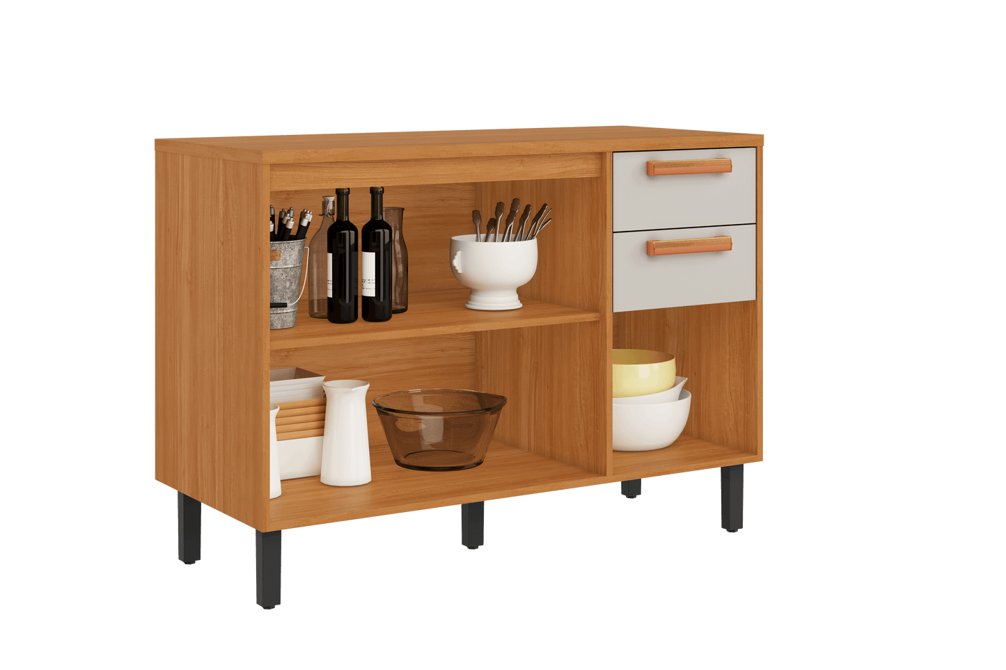 Best Base Kitchen Wooden CabinetCupboard with 3 Doors 2 Drawers in Cinnamon Finish - Napoles White Flat Pack DIY | Buy