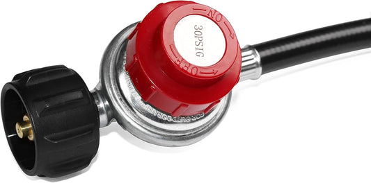 0-30 PSI Adjustable Propane Regulator with 4 Feet QCC1/Type1 Hose - Fits for Propane Burner Turkey Fryer Smoker and More Appliances - Safety Certified