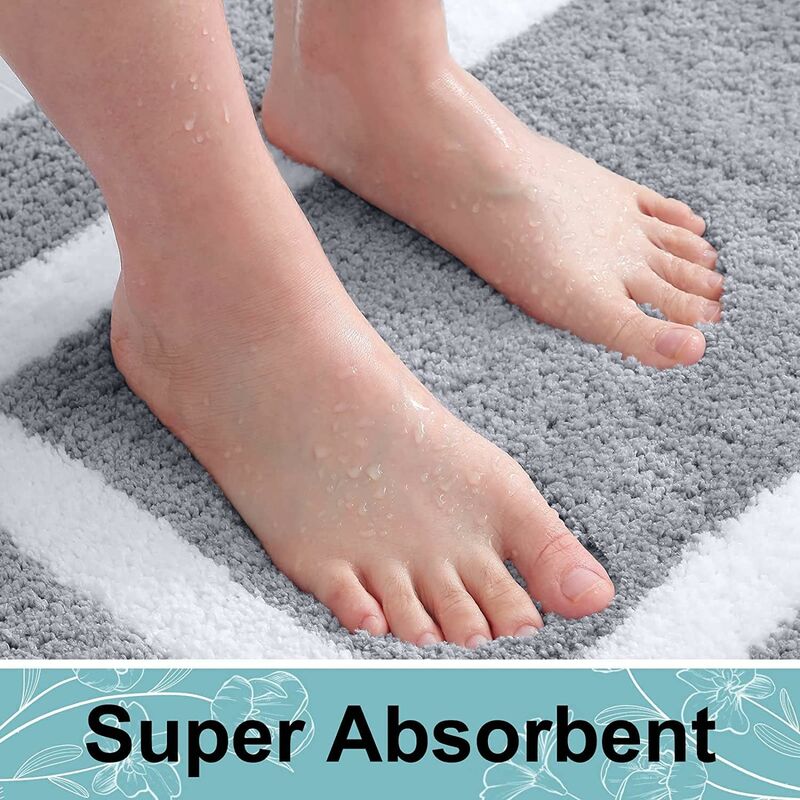 Non-Slip Bath Mat, Soft Microfiber Bathroom Mat, Absorbent High Pile Bath Mat, Machine Washableable - 40 X 60 Cm - Grey