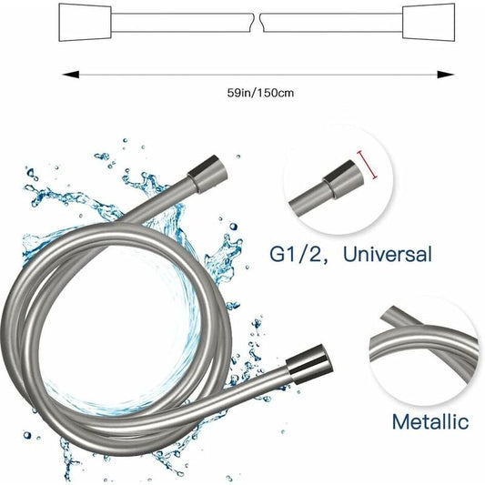 Pvc Shower Bath Hose Extra Replacement Bathroom Extension 1.5M Flexible Hose Handheld Shower Hose (G1/2,1.5M)